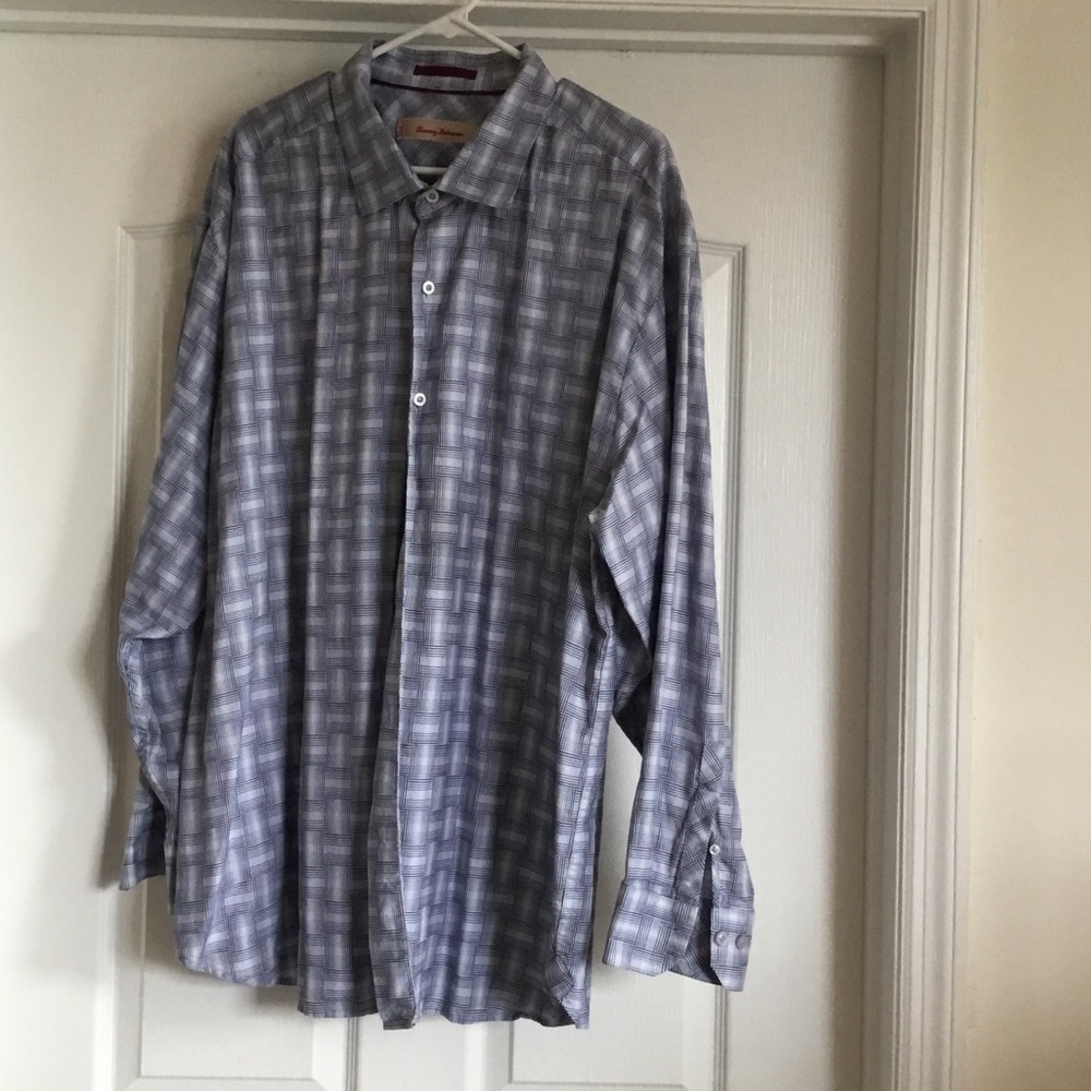 Tommy Bahama Gray Plaid Button-Down Shirt